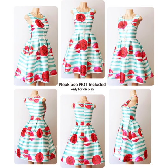 Last ☝️Floral Satin Fit & Flared Midi Skater Dress - Picture 7 of 8